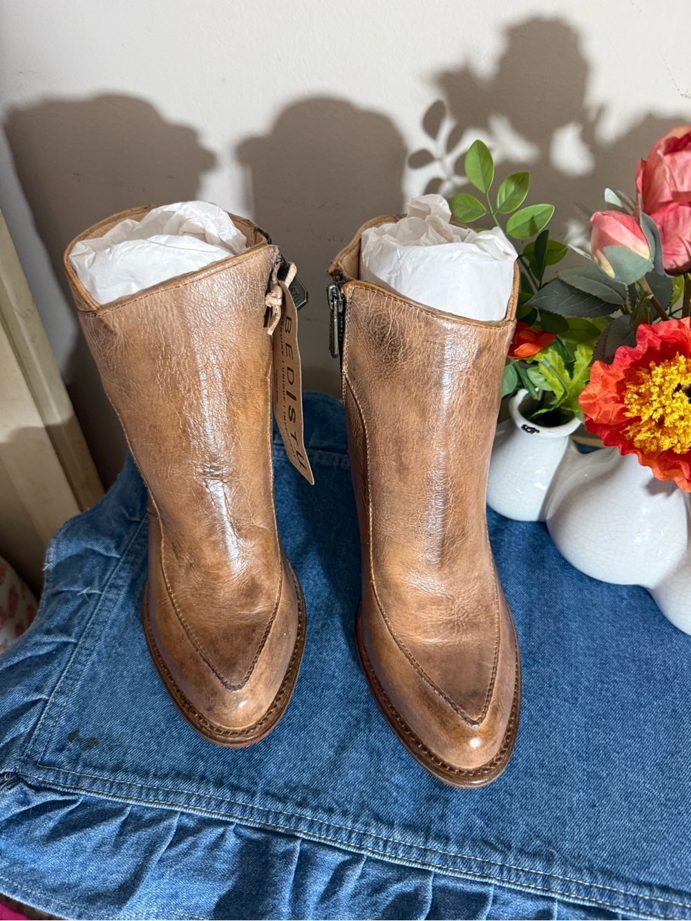 Bed Stu-Cobbler Collection Isla NIB GORGEOUS Leather Boots Rustic Tan 8.5 - Picture 8 of 13